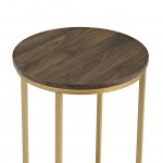 Alissa 16" Glam Round Side Table - Dark Walnut/Gold