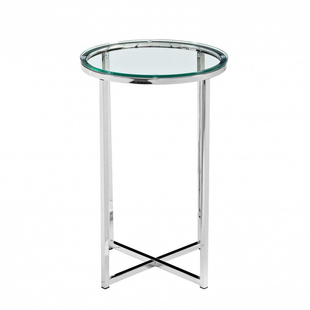 Alissa 16"Glam Round Side Table - Glass/Chrome Alissa 16"Glam Round Side Table - Glass/Chrome