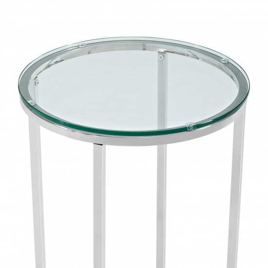 Alissa 16"Glam Round Side Table - Glass/Chrome