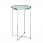 Alissa 16"Glam Round Side Table - Glass/Chrome