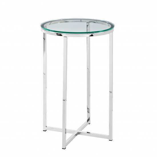 Alissa 16"Glam Round Side Table - Glass/Chrome