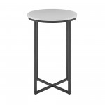 Alissa 16" Round Side Table - Faux White Marble/Black
