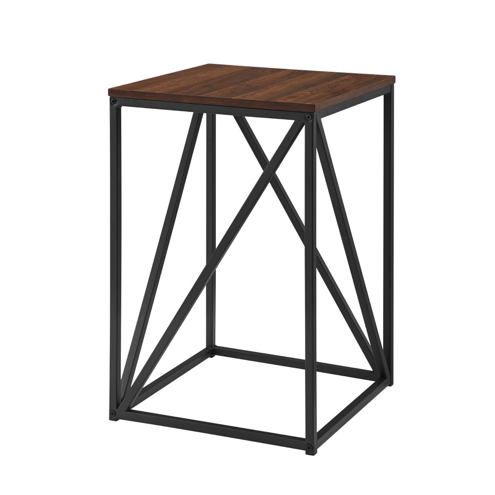 16" Modern Geometric Square Side Table - Dark Walnut 16" Modern Geometric Square Side Table - Dark Walnut