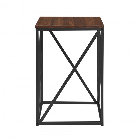 16" Modern Geometric Square Side Table - Dark Walnut