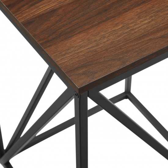 16" Modern Geometric Square Side Table - Dark Walnut