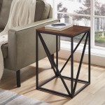 16" Modern Geometric Square Side Table - Dark Walnut