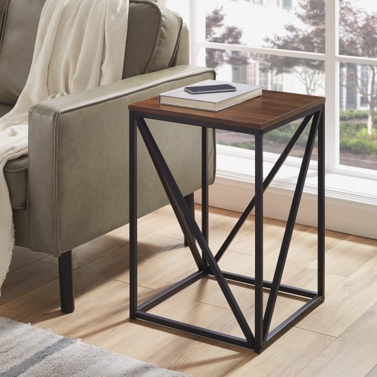 16" Modern Geometric Square Side Table - Dark Walnut