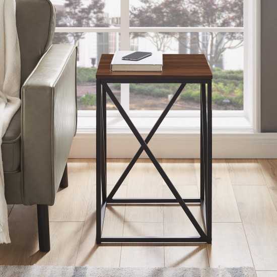 16" Modern Geometric Square Side Table - Dark Walnut