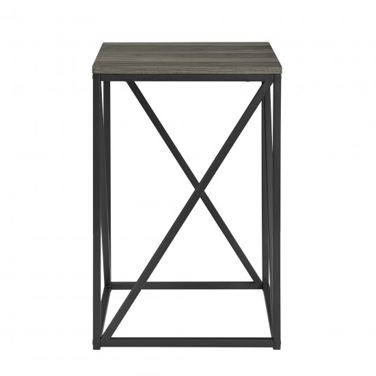 16" Modern Geometric Square Side Table - Slate Grey