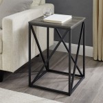 16" Modern Geometric Square Side Table - Slate Grey