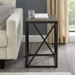 16" Modern Geometric Square Side Table - Slate Grey