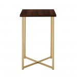 Luxe Modern Glam Square Side Table - Dark Walnut/Gold