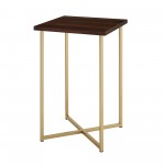 Luxe Modern Glam Square Side Table - Dark Walnut/Gold