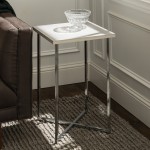 Luxe Modern Glam Square Side Table - Faux White Marble/Chrome