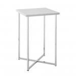 Luxe Modern Glam Square Side Table - Faux White Marble/Chrome