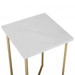 Luxe Modern Glam Square Side Table - Faux White Marble/Gold