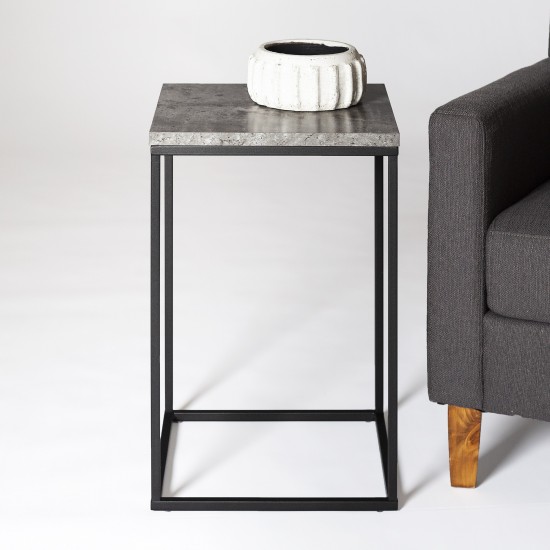 Lowell Modern Square Side Table - Faux Dark Concrete