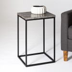 Lowell Modern Square Side Table - Faux Dark Concrete