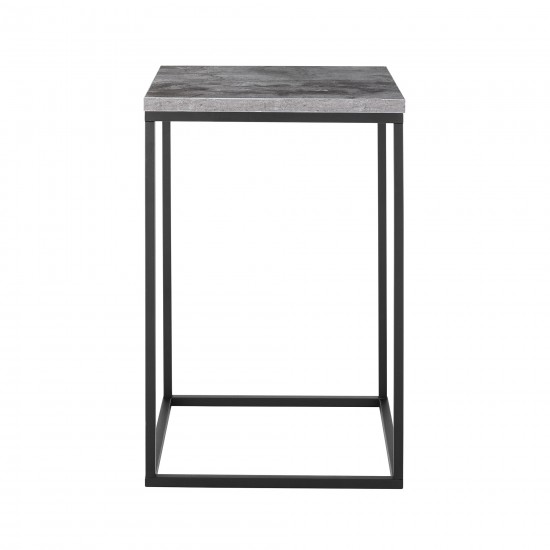 Lowell Modern Square Side Table - Faux Dark Concrete