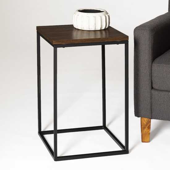 Lowell Modern Square Side Table - Dark Walnut