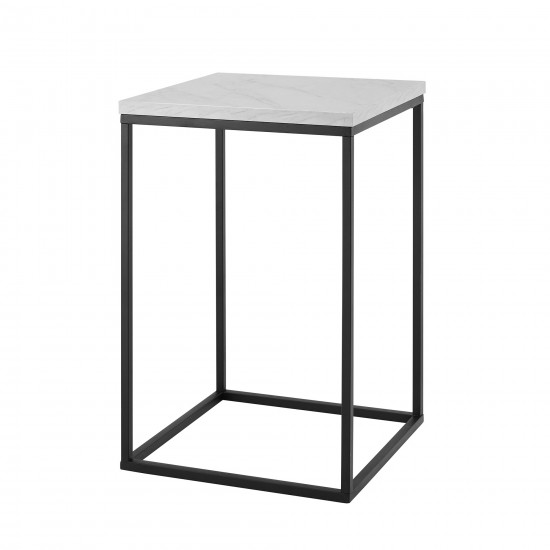 Lowell Modern Square Side Table - Faux White Marble