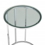 Modern Round End Table - Glass/Chrome