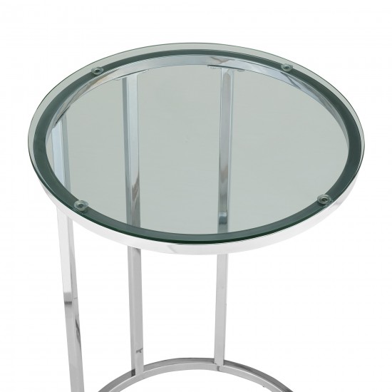 Modern Round End Table - Glass/Chrome