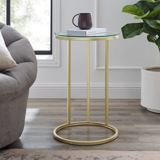 Modern Round End Table - Glass/Chrome