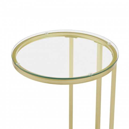 Modern Round End Table - Glass/Chrome