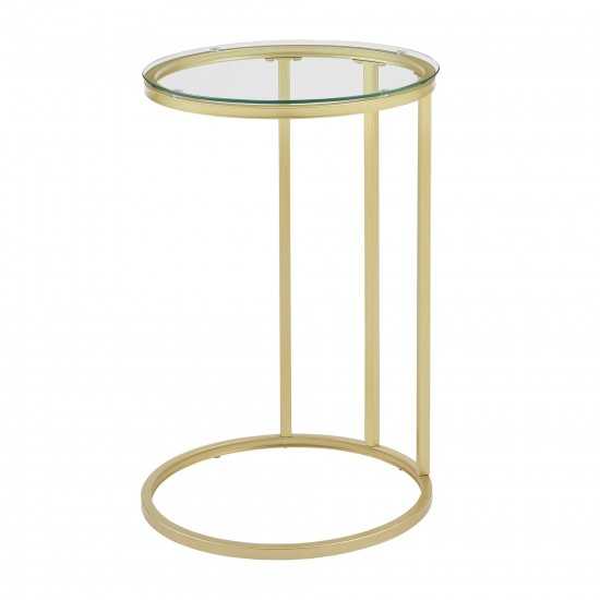 16" Round C Table - Glass/Gold