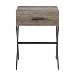 Brin 18" X Leg 1 Drawer Metal and Wood Side Table - Grey Wash