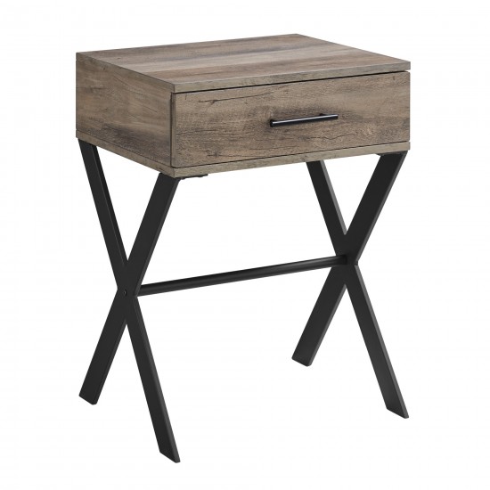 Brin 18" X Leg 1 Drawer Metal and Wood Side Table - Grey Wash