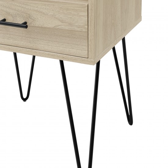 18" Modern Single Drawer Hairpin Leg Nightstand - Birch