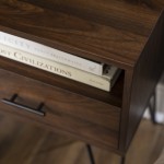 18" Modern Single Drawer Hairpin Leg Nightstand - Dark Walnut