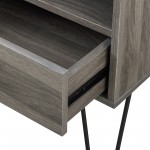 18" Modern Single Drawer Hairpin Leg Nightstand - Slate Grey