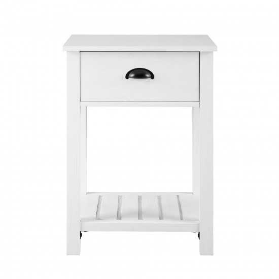 18" Country Single Drawer Nightstand - Brushed White