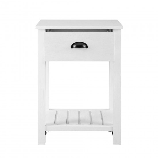 18" Country Single Drawer Nightstand - Brushed White