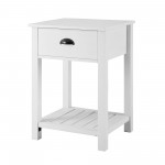 18" Country Single Drawer Nightstand - Brushed White