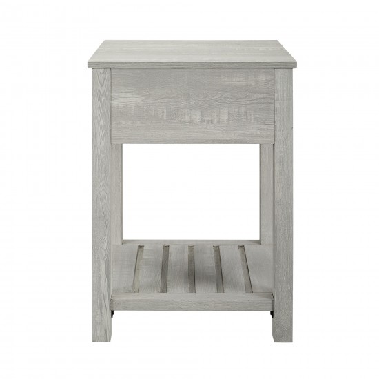 18" Country Single Drawer Nightstand - Stone Grey