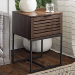 18" Slat-Door Modern Industrial Nightstand - Dark Walnut