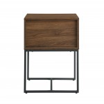 18" Slat-Door Modern Industrial Nightstand - Dark Walnut