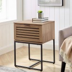 18" Slat-Door Modern Industrial Nightstand - Slate Grey