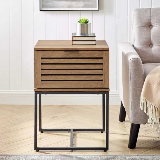 18" Slat-Door Modern Industrial Nightstand - Slate Grey