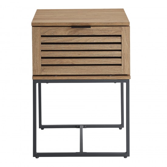 18" Slat-Door Modern Industrial Nightstand - Slate Grey