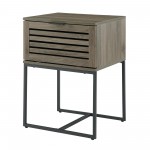 18" Slat-Door Modern Industrial Nightstand - English Oak