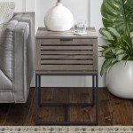 18" Slat-Door Modern Industrial Nightstand - English Oak