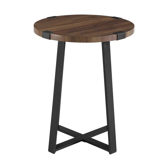 Faux Wrap Leg Rustic Side Table - Dark Walnut