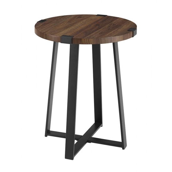 Faux Wrap Leg Rustic Side Table - Dark Walnut