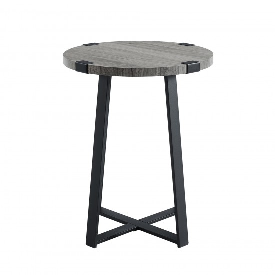 Faux Wrap Leg Rustic Side Table - Slate Grey