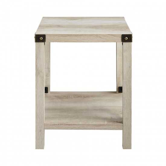 Metal X Rustic Wood Side Table - White Oak